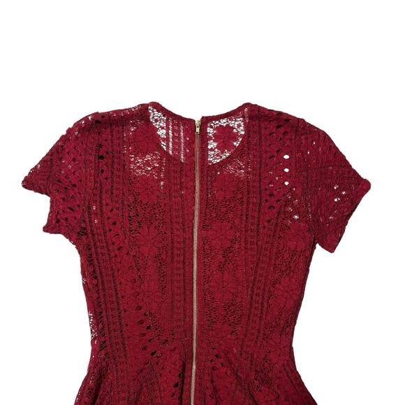 American Rag Sz S Deep Red Lace Overlay Layered Dress Fit & Flare Mini Maroon - Picture 6 of 12